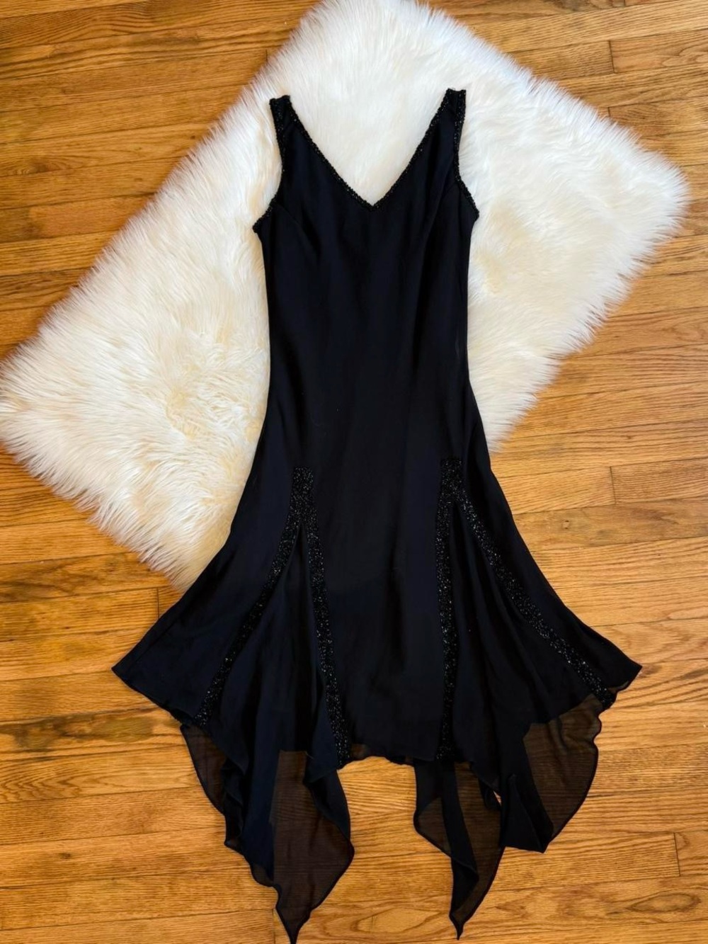 Y2k black beaded midi dress